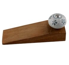 2 Pieces Grey Floral Crackle Ceramic Wooden Door Stopper